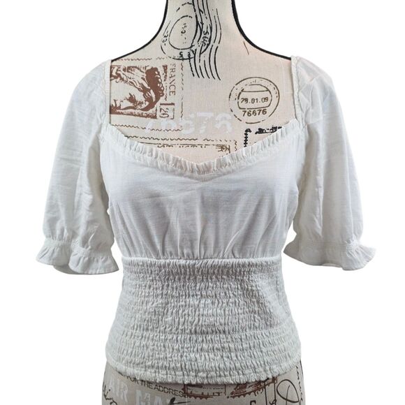 Abercrombie & Fitch Top Y2K Milkmaid Cottagecore Boho Peasant Beach Womens Small - Picture 1 of 8